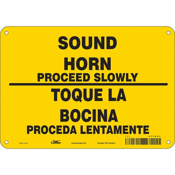 Safety Sign, 7 in H, 10 in W, Polyethylene, Vertical Rectangle, English, Spanish, 477G43