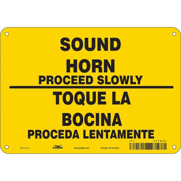 Safety Sign, 7 in H, 10 in W, Vinyl, Vertical Rectangle, English, Spanish, 477G45