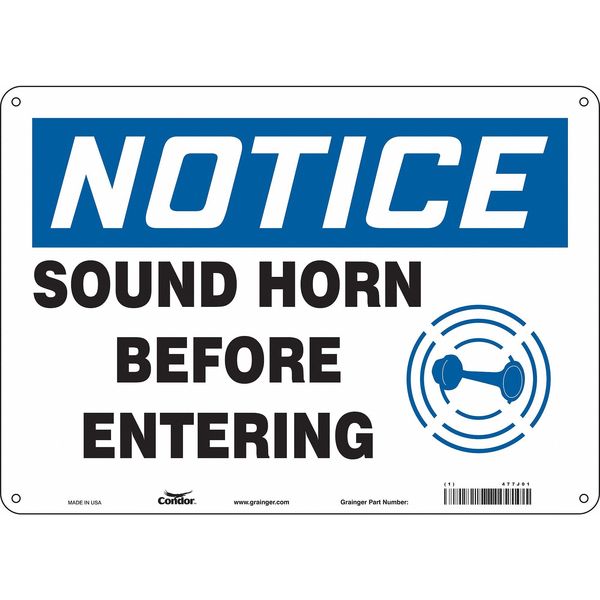 Safety Sign, 10 in Height, 14 in Width, Polyethylene, Horizontal Rectangle, English, 477J01