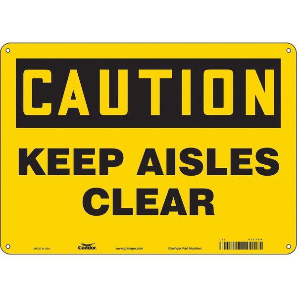 Safety Sign, 10 in Height, 14 in Width, Polyethylene, Horizontal Rectangle, English, 477J64