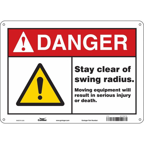 Safety Sign, 10 in Height, 14 in Width, Polyethylene, Horizontal Rectangle, English, 477K76