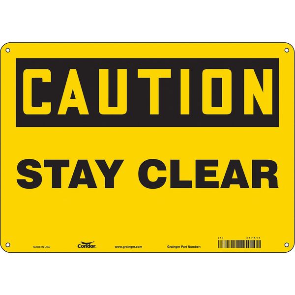 Safety Sign, 10 in Height, 14 in Width, Polyethylene, Horizontal Rectangle, English, 477K17