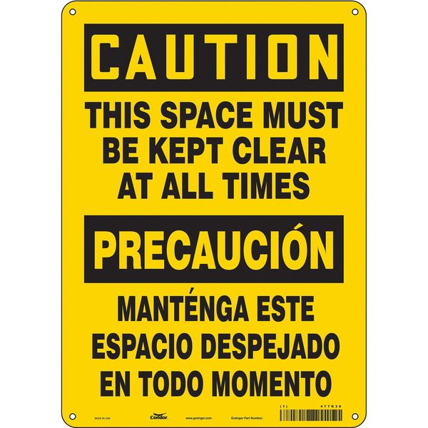 Safety Sign, 14 in Height, 10 in Width, Polyethylene, Vertical Rectangle, English, Spanish, 477K38
