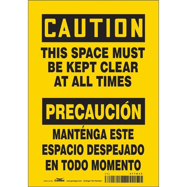 Safety Sign, 10 in Height, 7 in Width, Vinyl, Horizontal Rectangle, English, Spanish, 477K39