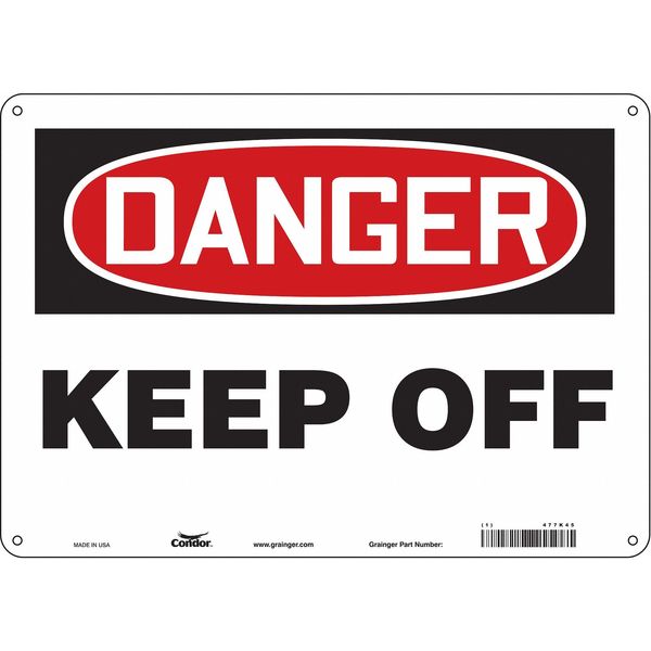 Safety Sign, 10 in Height, 14 in Width, Polyethylene, Horizontal Rectangle, English, 477K45