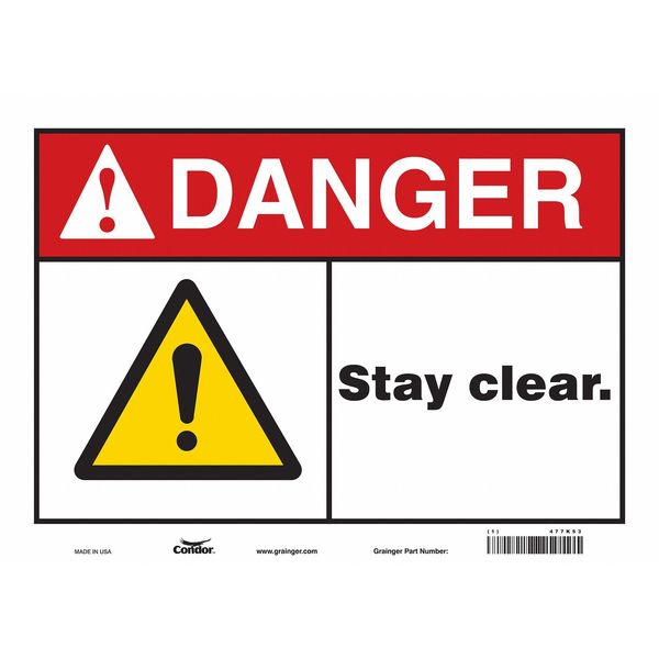 Safety Sign, 10 in Height, 14 in Width, Vinyl, Horizontal Rectangle, English, 477K53