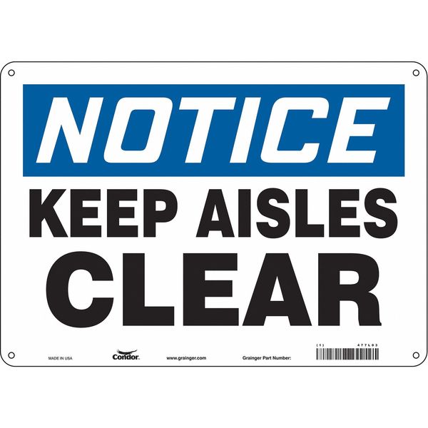 Safety Sign, 10 in Height, 14 in Width, Polyethylene, Horizontal Rectangle, English, 477L03