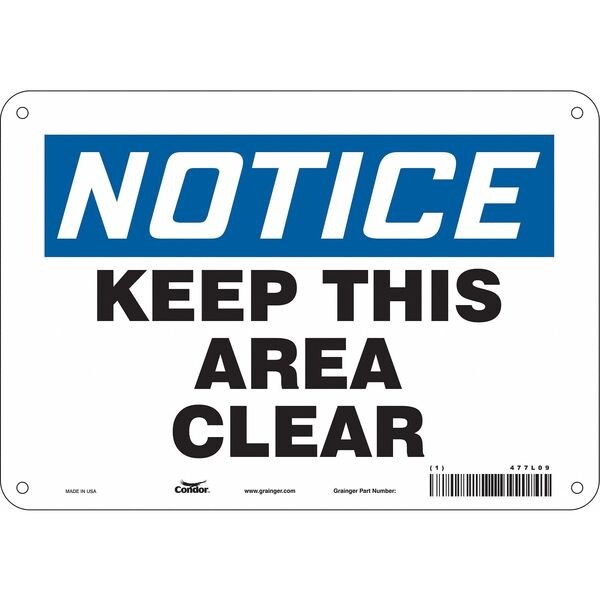 Safety Sign, 7 in Height, 10 in Width, Polyethylene, Vertical Rectangle, English, 477L09