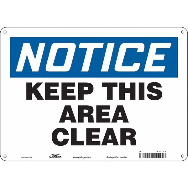 Safety Sign, 10 in Height, 14 in Width, Polyethylene, Horizontal Rectangle, English, 477L10