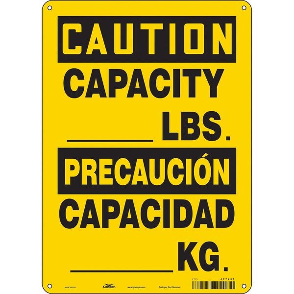 Safety Sign, 14 in Height, 10 in Width, Vinyl, Vertical Rectangle, English, Spanish, 477L35