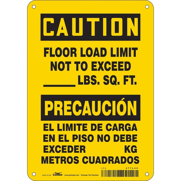 Safety Sign, 10 in Height, 7 in Width, Vinyl, Horizontal Rectangle, English, Spanish, 477L40