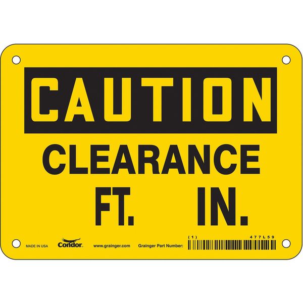 Safety Sign, 5 in Height, 7 in Width, Vinyl, Horizontal Rectangle, English, 477L59