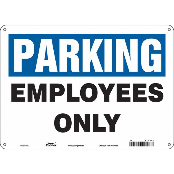 Employee, Faculty & Staff Parking Sign, 10 in H, 14 in W, Polyethylene, English, 477N06