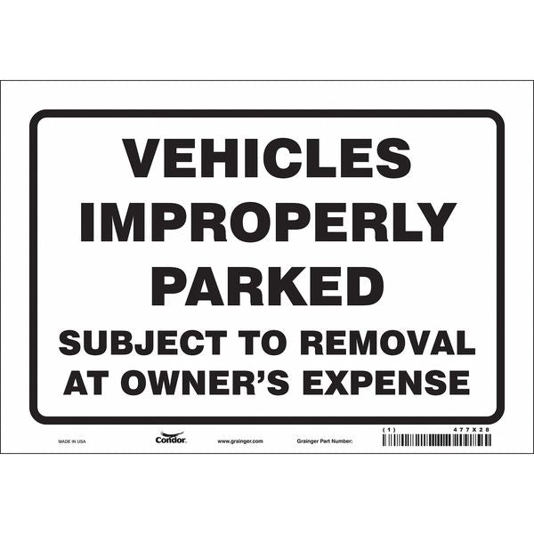 Improperly Parked Vehicles Sign, 7