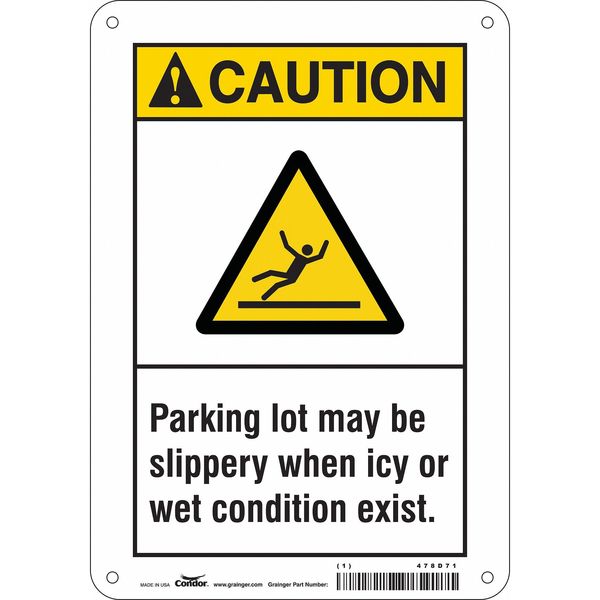 Safety Sign, 10 in Height, 7 in Width, Polyethylene, Horizontal Rectangle, English, 478D71