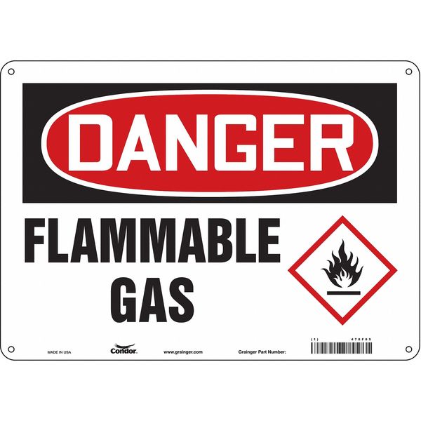 Danger Sign, 10 in H, 14 in W, Polyethylene, Horizontal Rectangle, English, 478F85