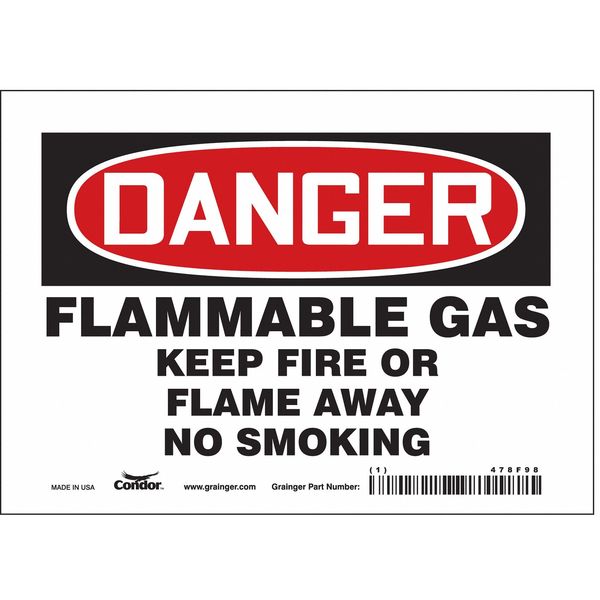 Safety Sign, 5 in H, 7 in W, Vinyl, Horizontal Rectangle, English, 478F98