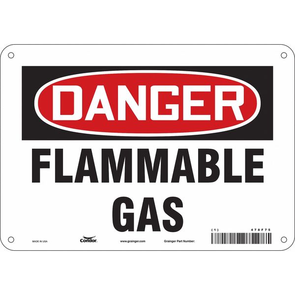 Danger Sign, 7 in H, 10 in W, Polyethylene, Vertical Rectangle, English, 478F75