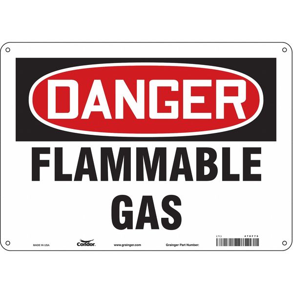 Danger Sign, 10 in H, 14 in W, Polyethylene, Horizontal Rectangle, English, 478F76