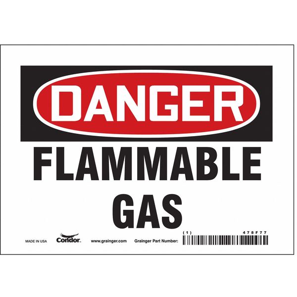Danger Sign, 5 in H, 7 in W, Vinyl, Horizontal Rectangle, English, 478F77