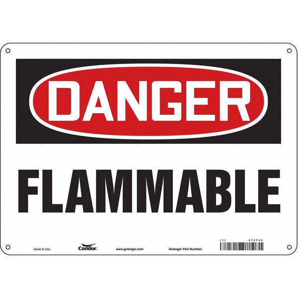 Danger Sign, 10 in H, 14 in W, Polyethylene, Horizontal Rectangle, English, 478F48