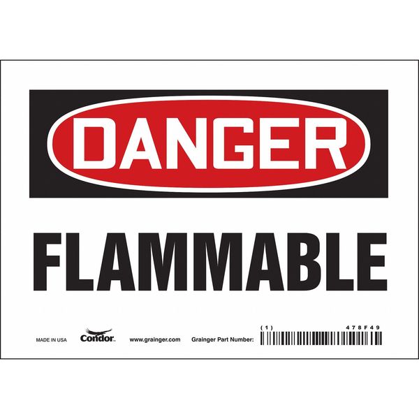 Danger Sign, 5 in H, 7 in W, Vinyl, Horizontal Rectangle, English, 478F49