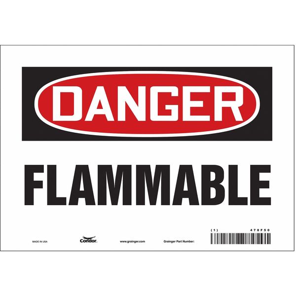 Danger Sign, 7 in H, 10 in W, Vinyl, Vertical Rectangle, English, 478F50