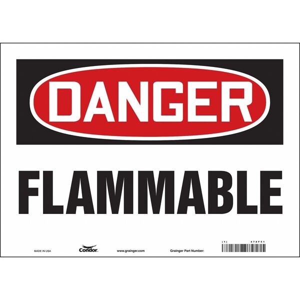 Danger Sign, 10 in H, 14 in W, Vinyl, Horizontal Rectangle, English, 478F51