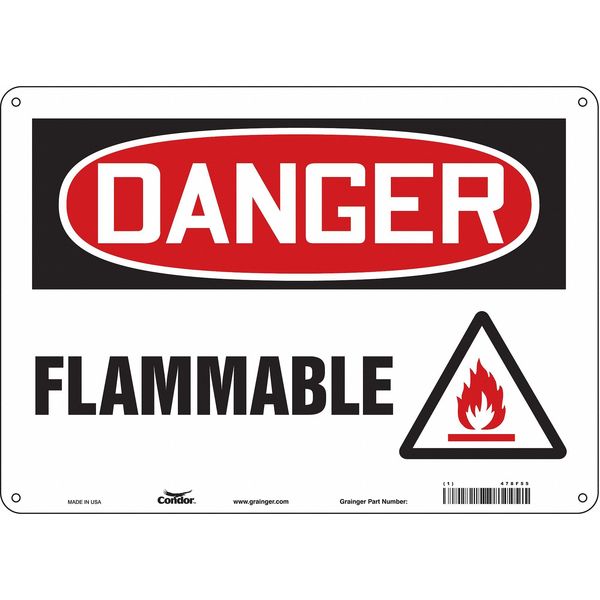 Danger Sign, 10 in H, 14 in W, Polyethylene, Horizontal Rectangle, English, 478F55