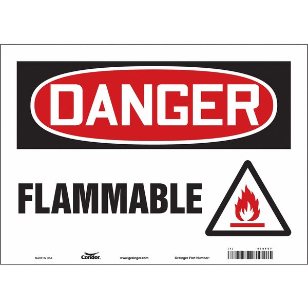 Danger Sign, 10 in H, 14 in W, Vinyl, Horizontal Rectangle, English, 478F57
