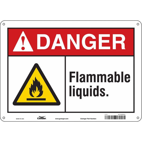Danger Sign, 10 in H, 14 in W, Polyethylene, Horizontal Rectangle, English, 478G84