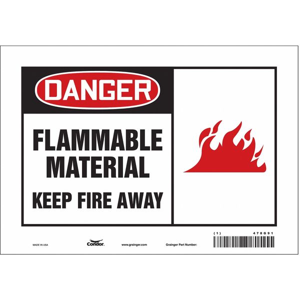 Safety Sign, 7 in Height, 10 in Width, Vinyl, Vertical Rectangle, English, 478G91