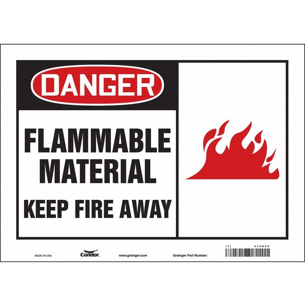 Danger Sign, 10 in H, 14 in W, Vinyl, Horizontal Rectangle, English, 478G92