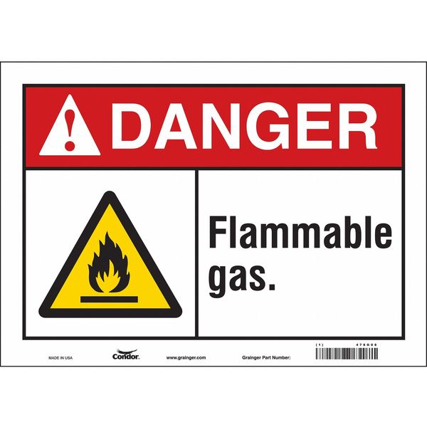 Safety Sign, 10 in Height, 14 in Width, Vinyl, Horizontal Rectangle, English, 478G08