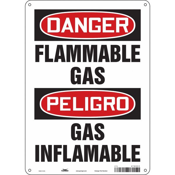 Safety Sign, 14 in Height, 10 in Width, Polyethylene, Vertical Rectangle, English, Spanish, 478G22