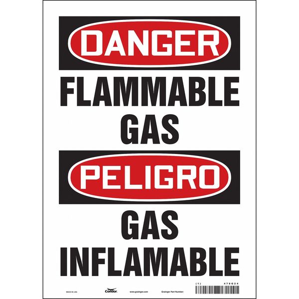 Safety Sign, 14 in Height, 10 in Width, Vinyl, Vertical Rectangle, English, Spanish, 478G24