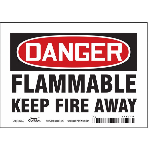 Danger Sign, 5 in H, 7 in W, Vinyl, Horizontal Rectangle, English, 478G30