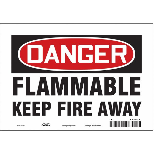 Danger Sign, 7 in H, 10 in W, Vinyl, Vertical Rectangle, English, 478G31