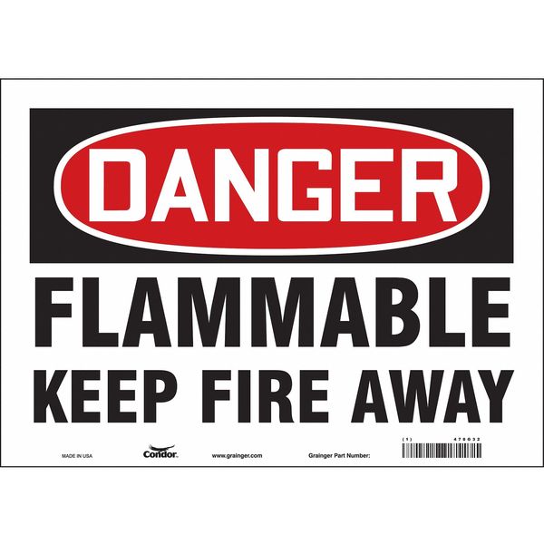 Danger Sign, 10 in H, 14 in W, Vinyl, Horizontal Rectangle, English, 478G32