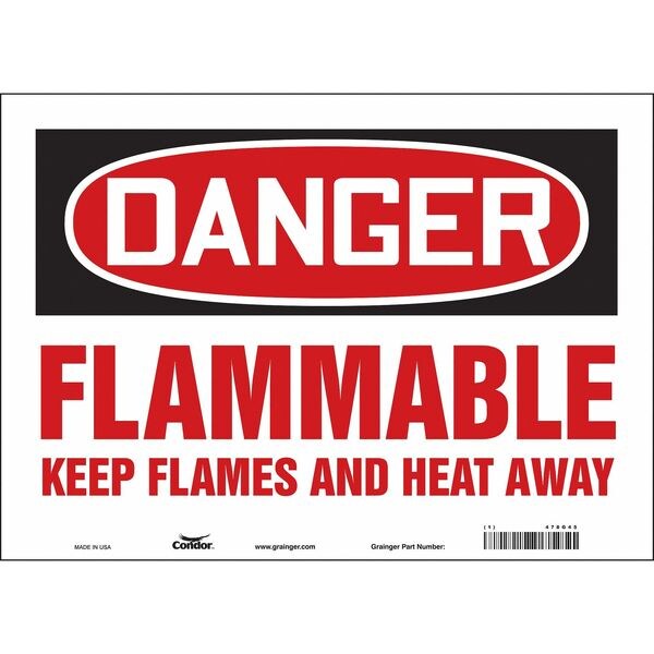 Danger Sign, 10 in H, 14 in W, Vinyl, Horizontal Rectangle, English, 478G45
