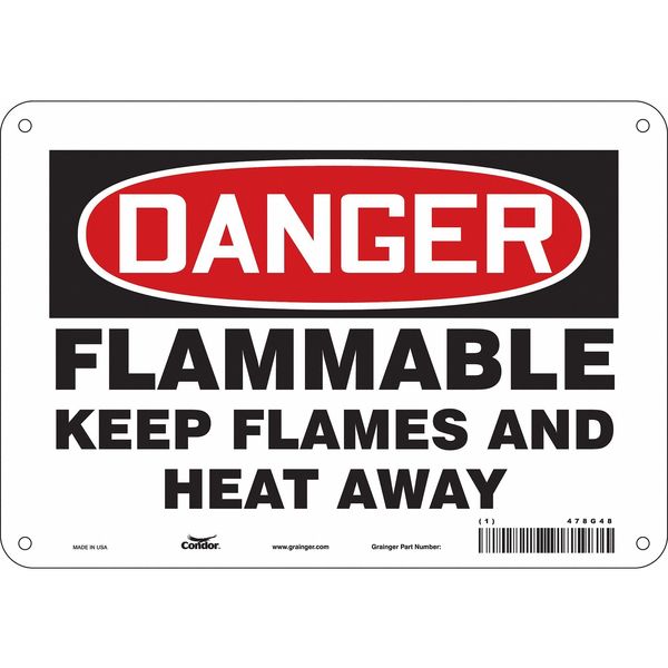 Safety Sign, 7 in Height, 10 in Width, Polyethylene, Vertical Rectangle, English, 478G48