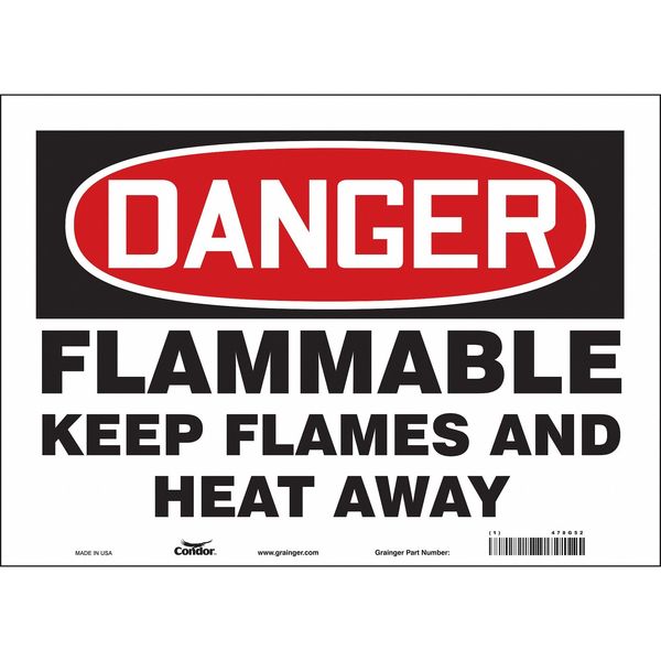 Danger Sign, 10 in H, 14 in W, Vinyl, Horizontal Rectangle, English, 478G52