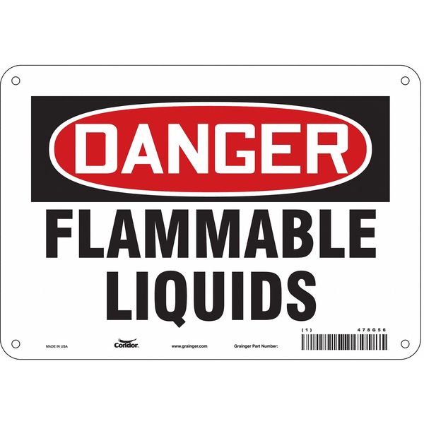 Danger Sign, 7 in H, 10 in W, Polyethylene, Vertical Rectangle, English, 478G56