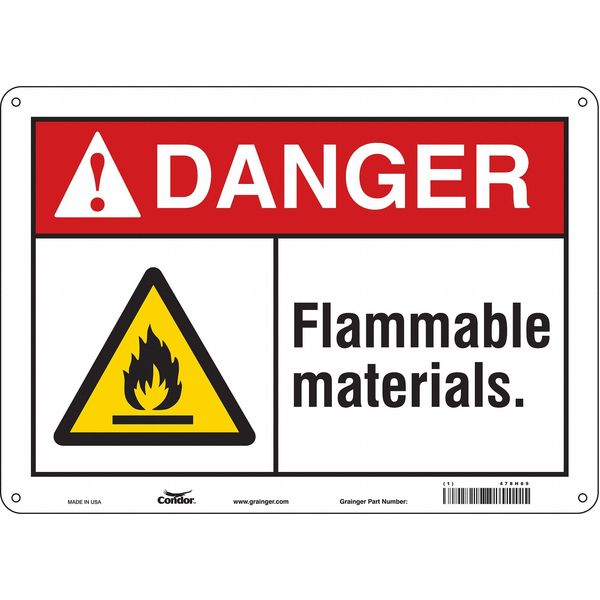 Danger Sign, 10 in H, 14 in W, Polyethylene, Horizontal Rectangle, English, 478H89
