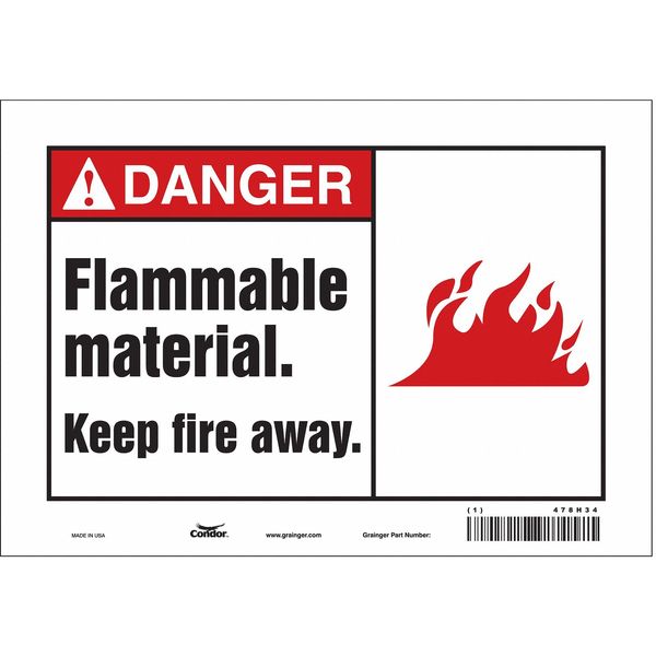 Safety Sign, 7 in Height, 10 in Width, Vinyl, Vertical Rectangle, English, 478H34