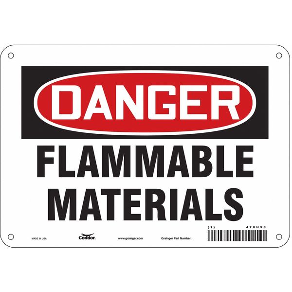 Danger Sign, 7 in H, 10 in W, Polyethylene, Vertical Rectangle, English, 478H58