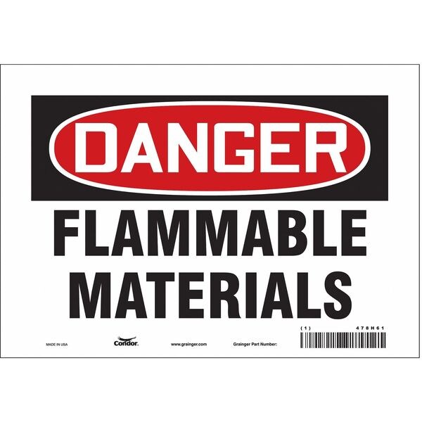 Danger Sign, 7 in H, 10 in W, Vinyl, Vertical Rectangle, English, 478H61