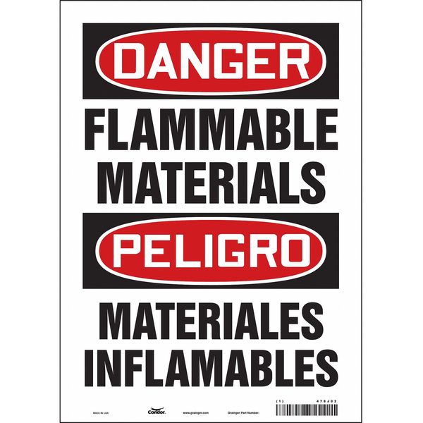 Safety Sign, 14 in Height, 10 in Width, Vinyl, Vertical Rectangle, English, Spanish, 478J02