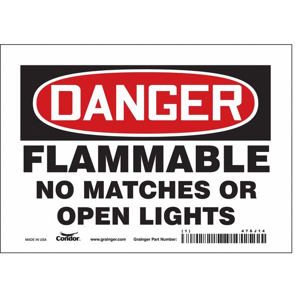 Safety Sign, 5 in Height, 7 in Width, Vinyl, Horizontal Rectangle, English, 478J14
