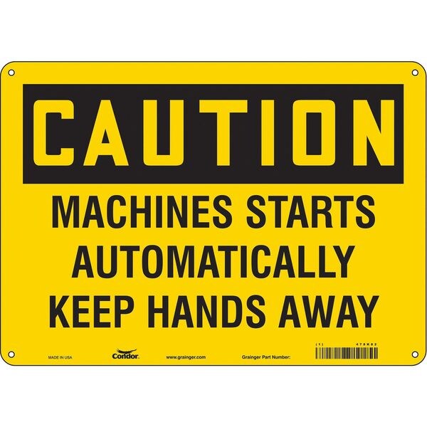 Safety Sign, 10 in Height, 14 in Width, Polyethylene, Horizontal Rectangle, English, 478K82